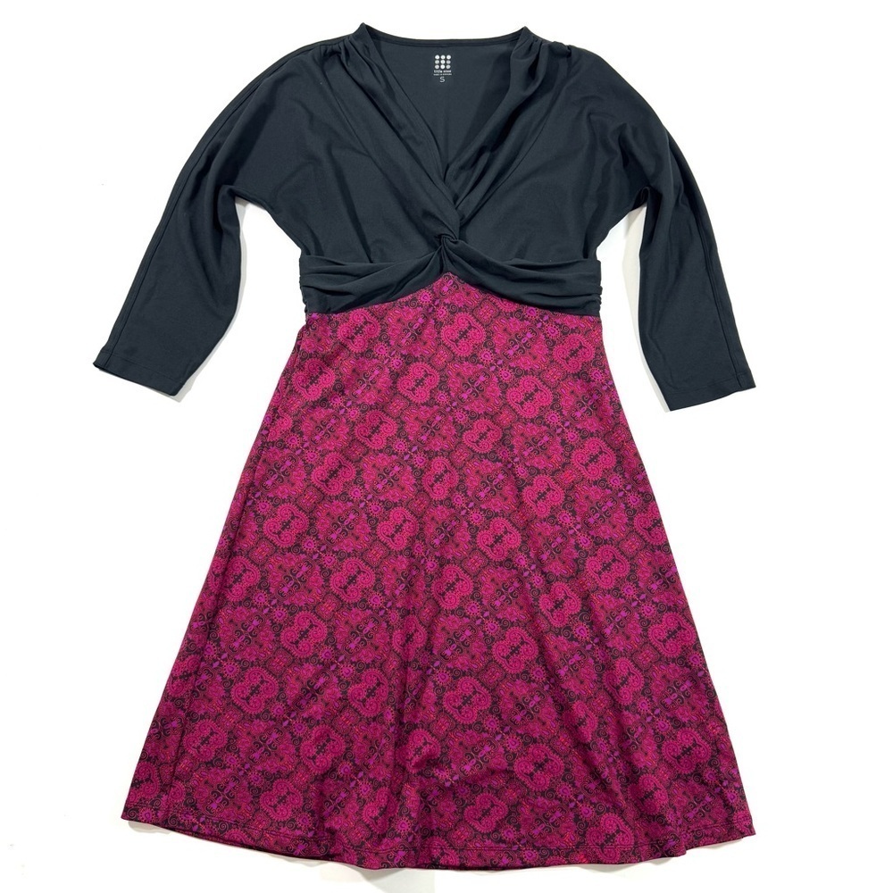 Title Nine Twist Front A Line Dress Black Pink Size Small